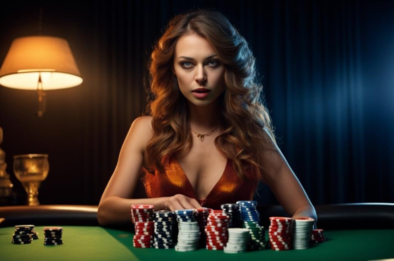 женщина играет в покер
