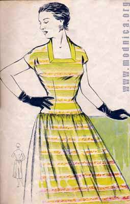 платье в полоску из хлопка мода 50-х