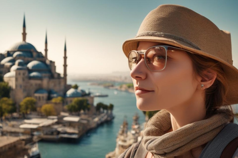 женщина-туристка в Турции